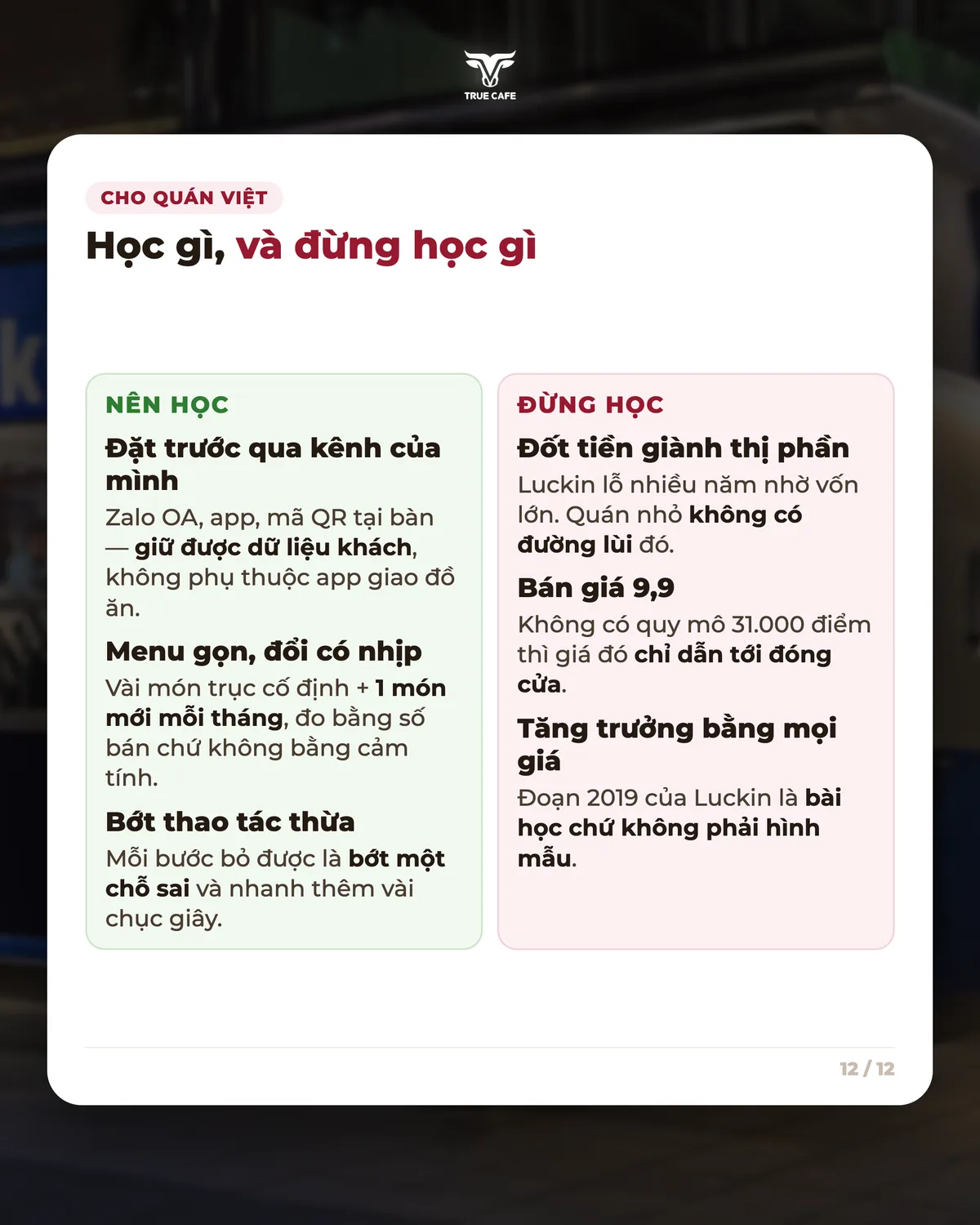 Cho quán Việt — Học gì, và đừng học gì