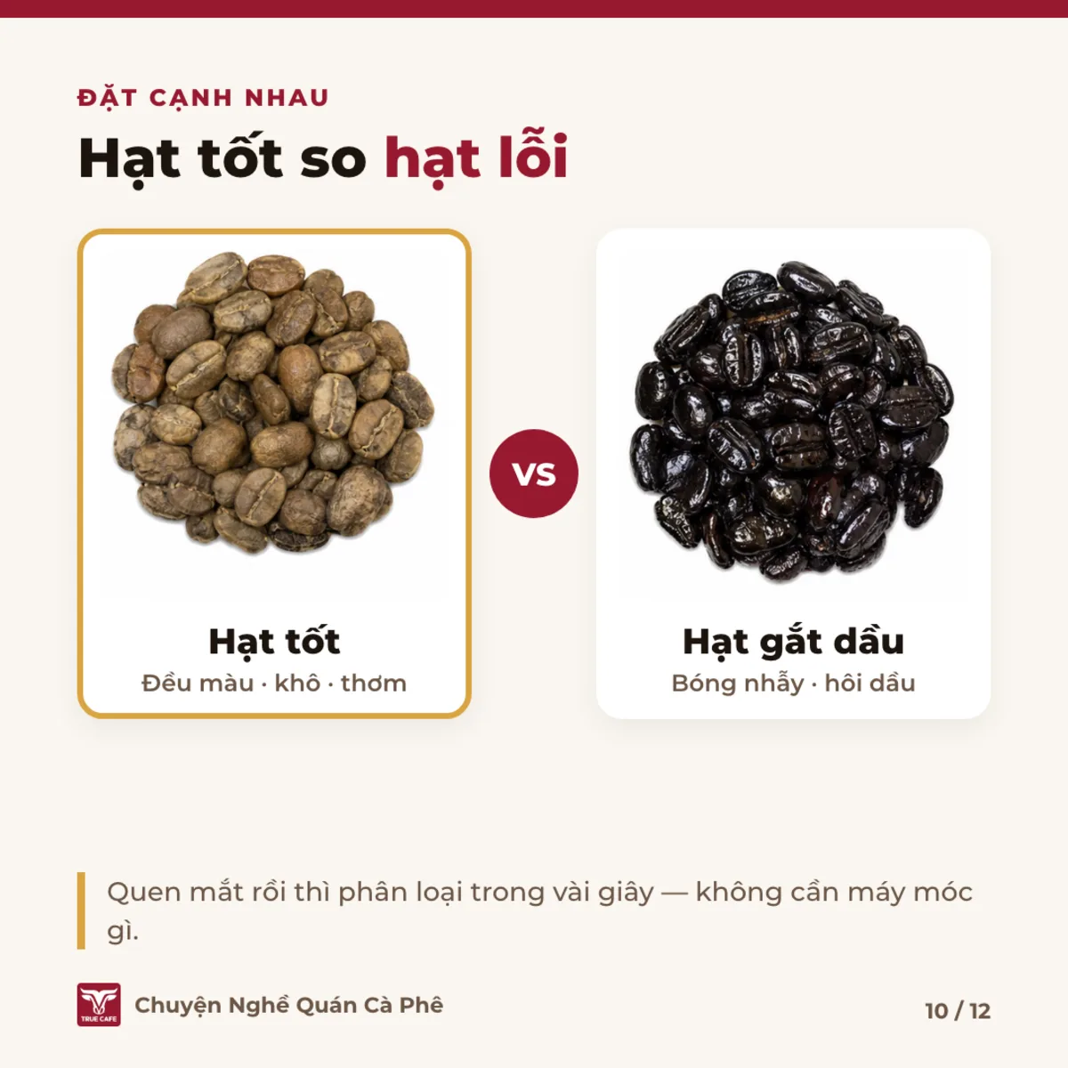 Đặt cạnh nhau — Hạt tốt so hạt lỗi