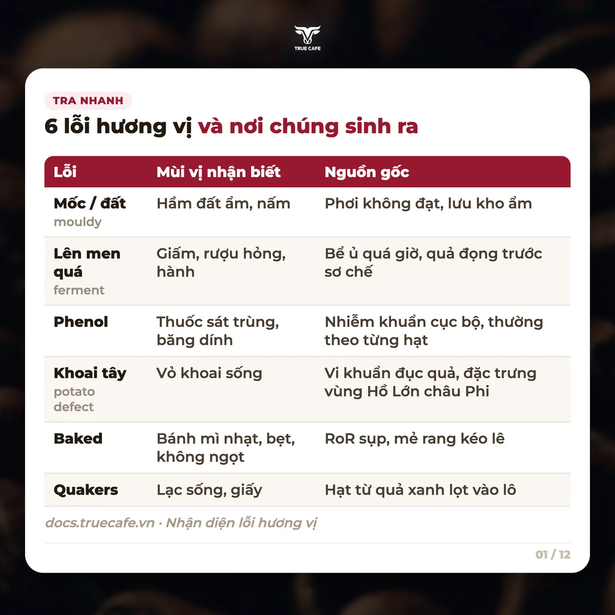 Tra nhanh — 6 lỗi hương vị và nơi chúng sinh ra