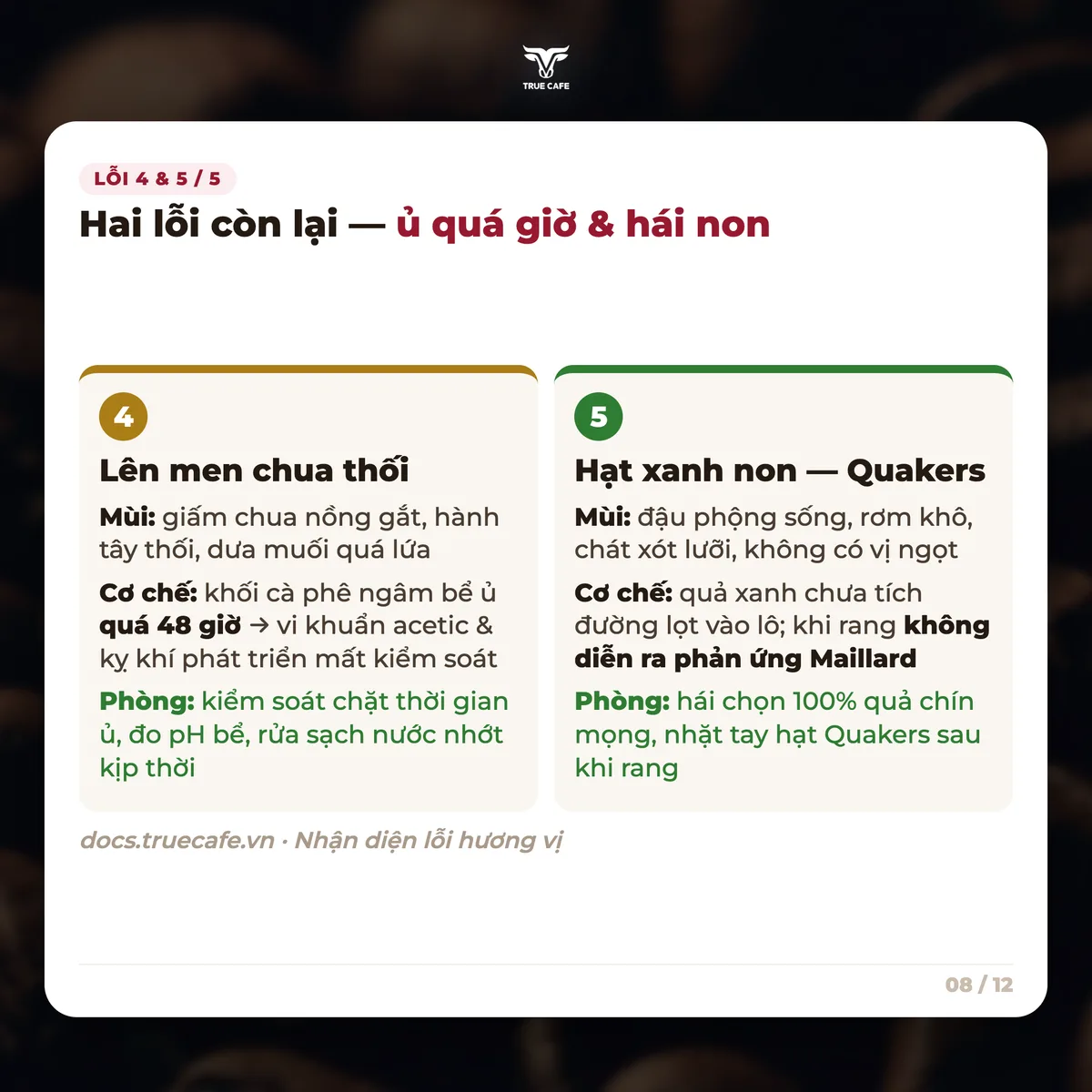 Lỗi 4 & 5 / 5 — Hai lỗi còn lại — ủ quá giờ & hái non