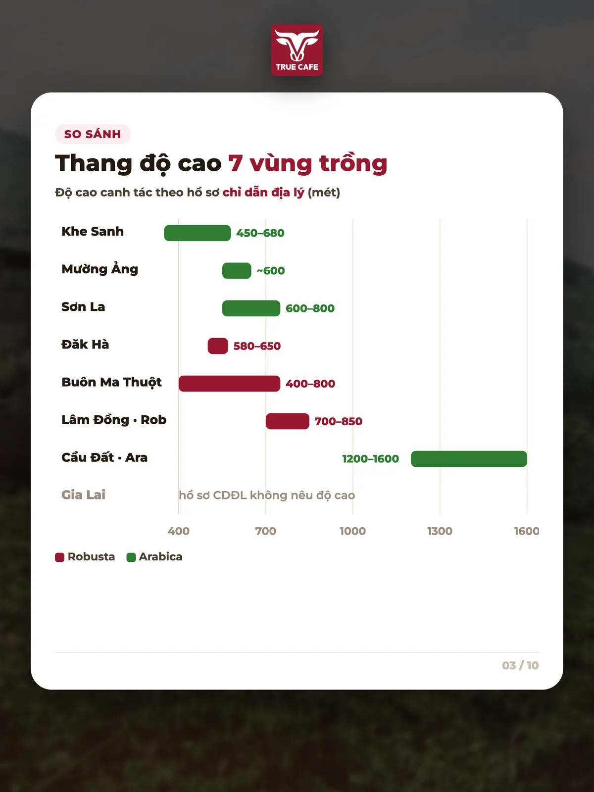 So sánh — Thang độ cao 7 vùng trồng